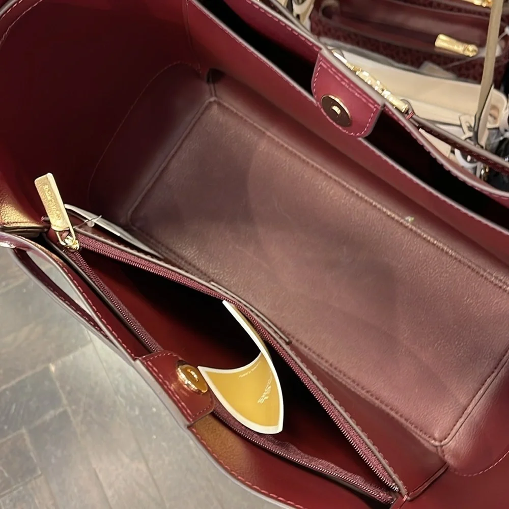 MICHAEL KORS Reed Lg Leather Belted Satchel Shoulder Handbag  Oxblood Crocodile